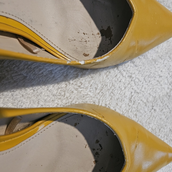 Zara Yellow Block Heels Size 9 Office Chunky Minimalist Retro Y2K Office Casual - Picture 9 of 10